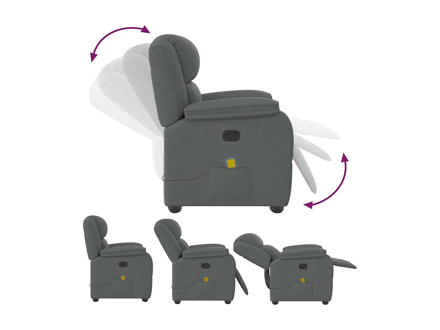 Sillón de salón | Silla | Sillón de masaje reclinable de tela gris oscuro SHL2999