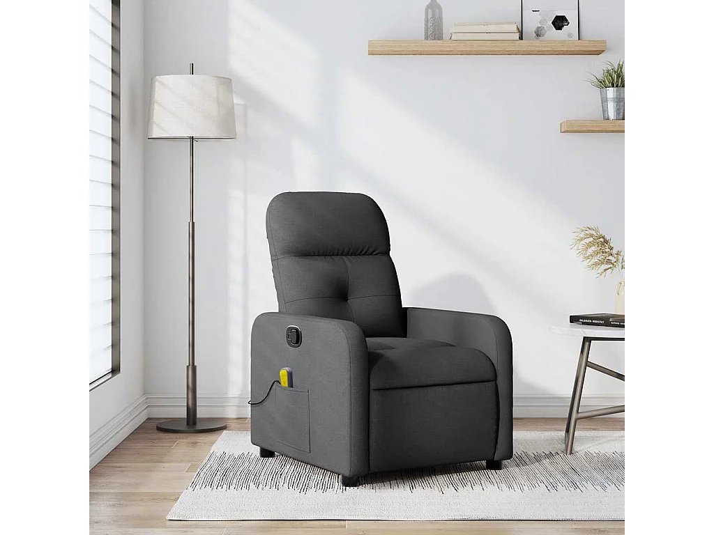 Fauteuil inclinable-Chaise de relax-Fauteuil de Massage Gris foncé Tissu SHL1293