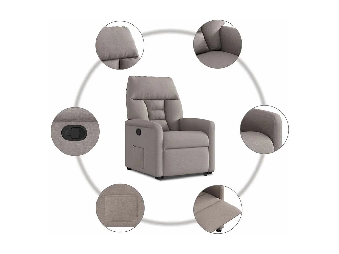 Sillón de relax | Silla | Sillón reclinable elevable tela gris taupe SHL3711