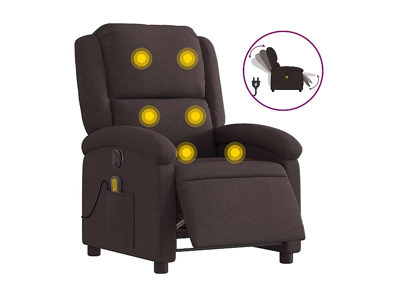 Sillón de relax | Sillón reclinable de masaje eléctrico tela marrón oscuro SHL7946