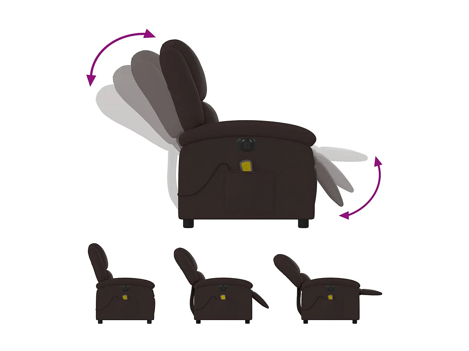 Sillón de relax | Sillón reclinable de masaje eléctrico tela marrón oscuro SHL7946