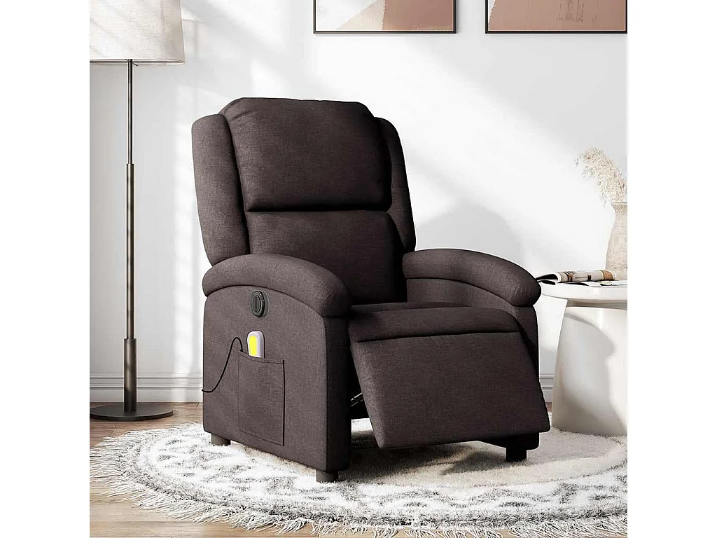 Massagesessel Elektrisch | Relaxsessel indoor Dunkelbraun Stoff SHL16789