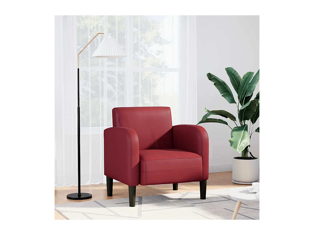 Sillón de salón con reposabrazos color rojo vino 54 cm cuero sintética SHL5764