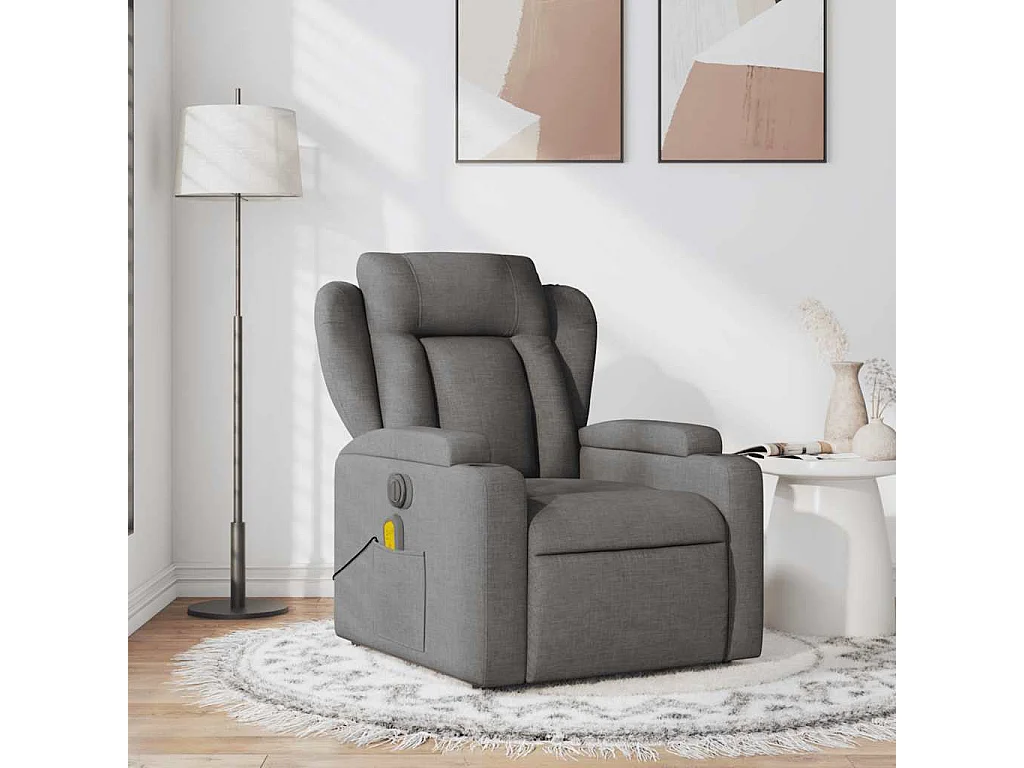 Fauteuil inclinable-Chaise de relax-Fauteuil de Massage Gris foncé Tissu SHL4213