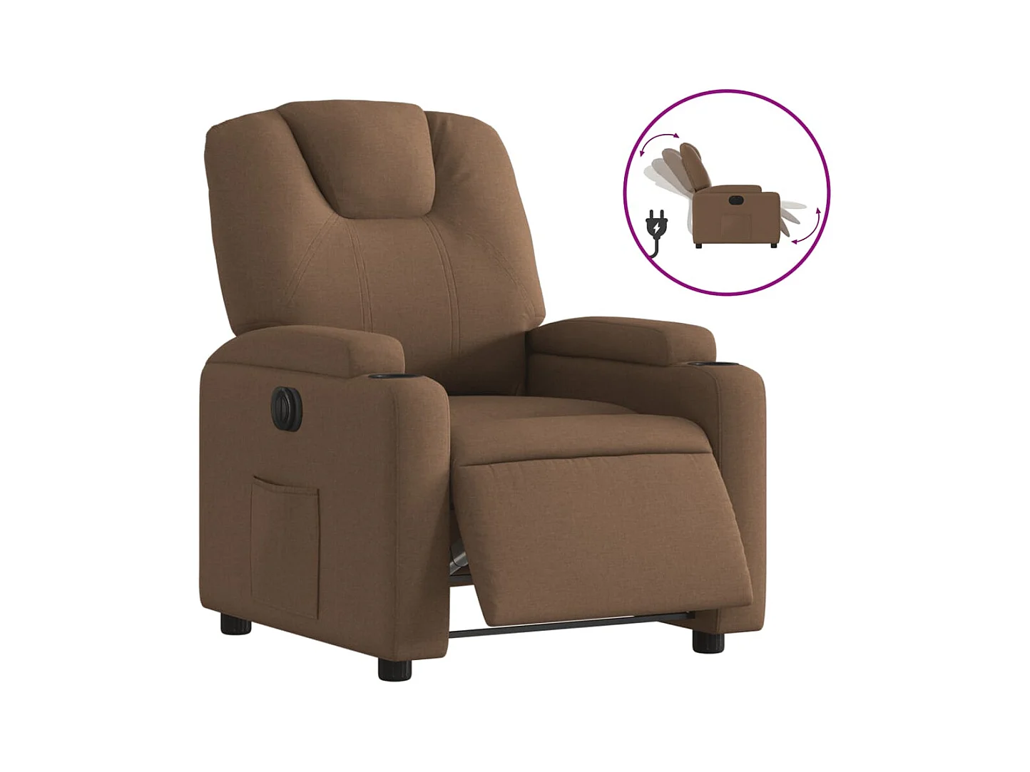 Fauteuil inclinable électrique-Chaise de relax-Fauteuil salon Marron Tissu SHL5048