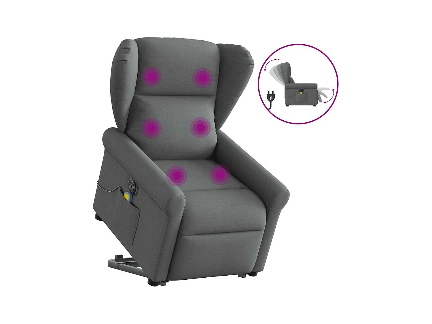 Sillón de salón | Silla | Sillón de masaje eléctrico reclinable elevable tela gris oscuro SHL2083