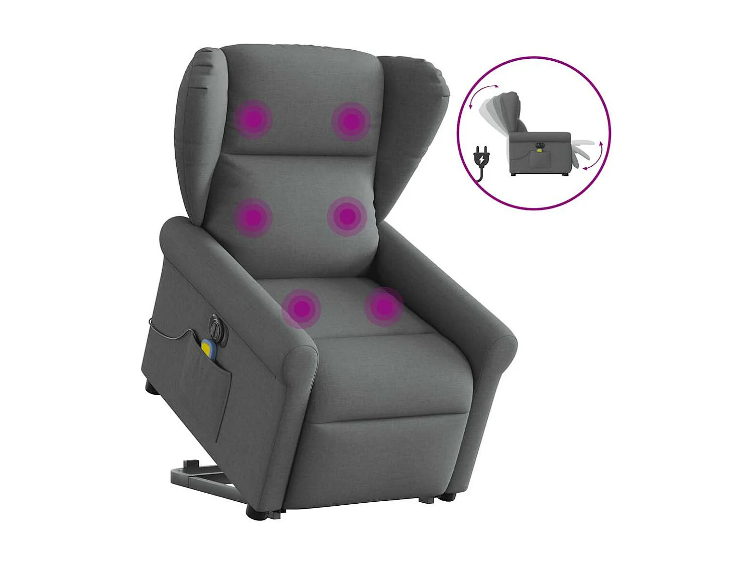 Fauteuil inclinable électrique-Chaise de relax-Fauteuil de Massage Gris foncé Tissu SHL1220