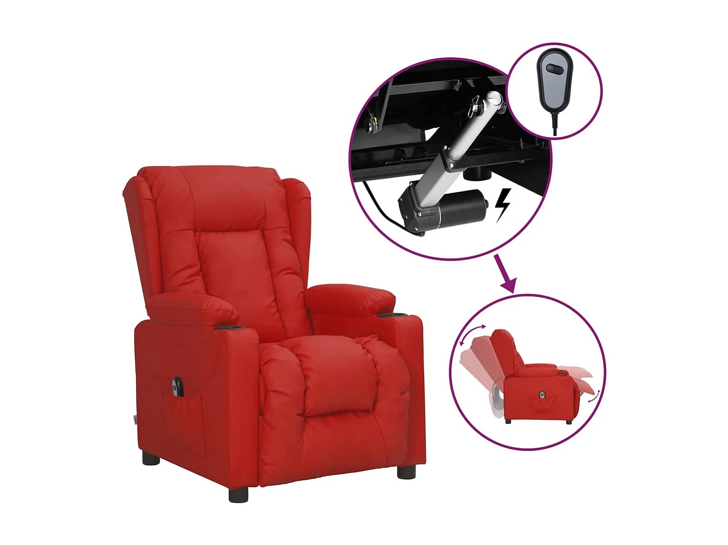 Sillón de relax | Silla | Sillón reclinable eléctrico de cuero sintético rojo tinto SHL6335