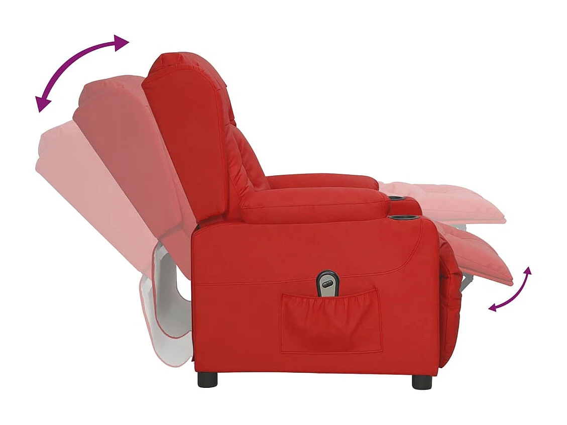 Sillón de relax | Silla | Sillón reclinable eléctrico de cuero sintético rojo tinto SHL6335
