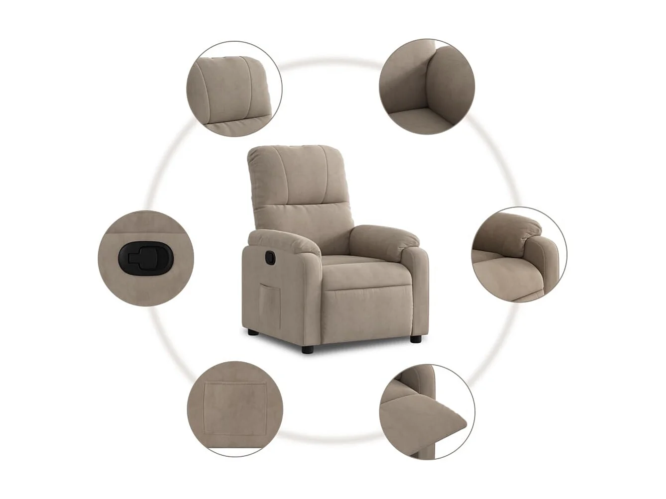 Relaxsessel | Lounge Sessel für Wohnzimmer Taupe Mikrofasergewebe SHL88242