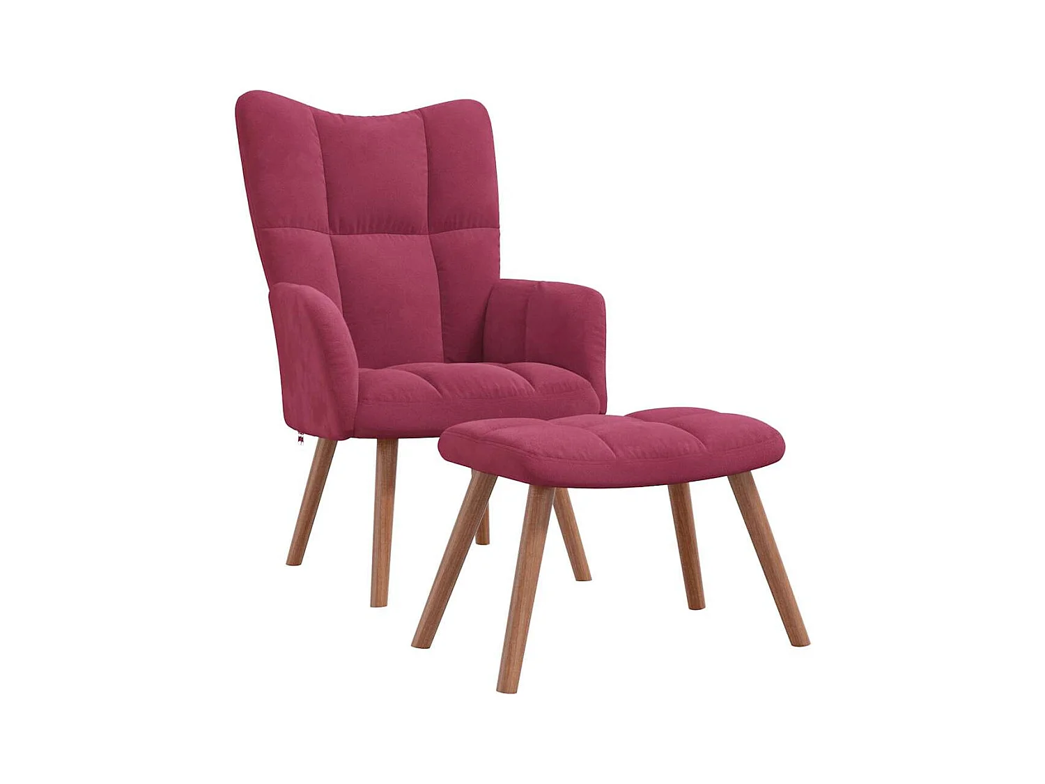 Fauteuil de relaxation Scandinave avec repose-pied Rouge bordeaux Velours SHL1467