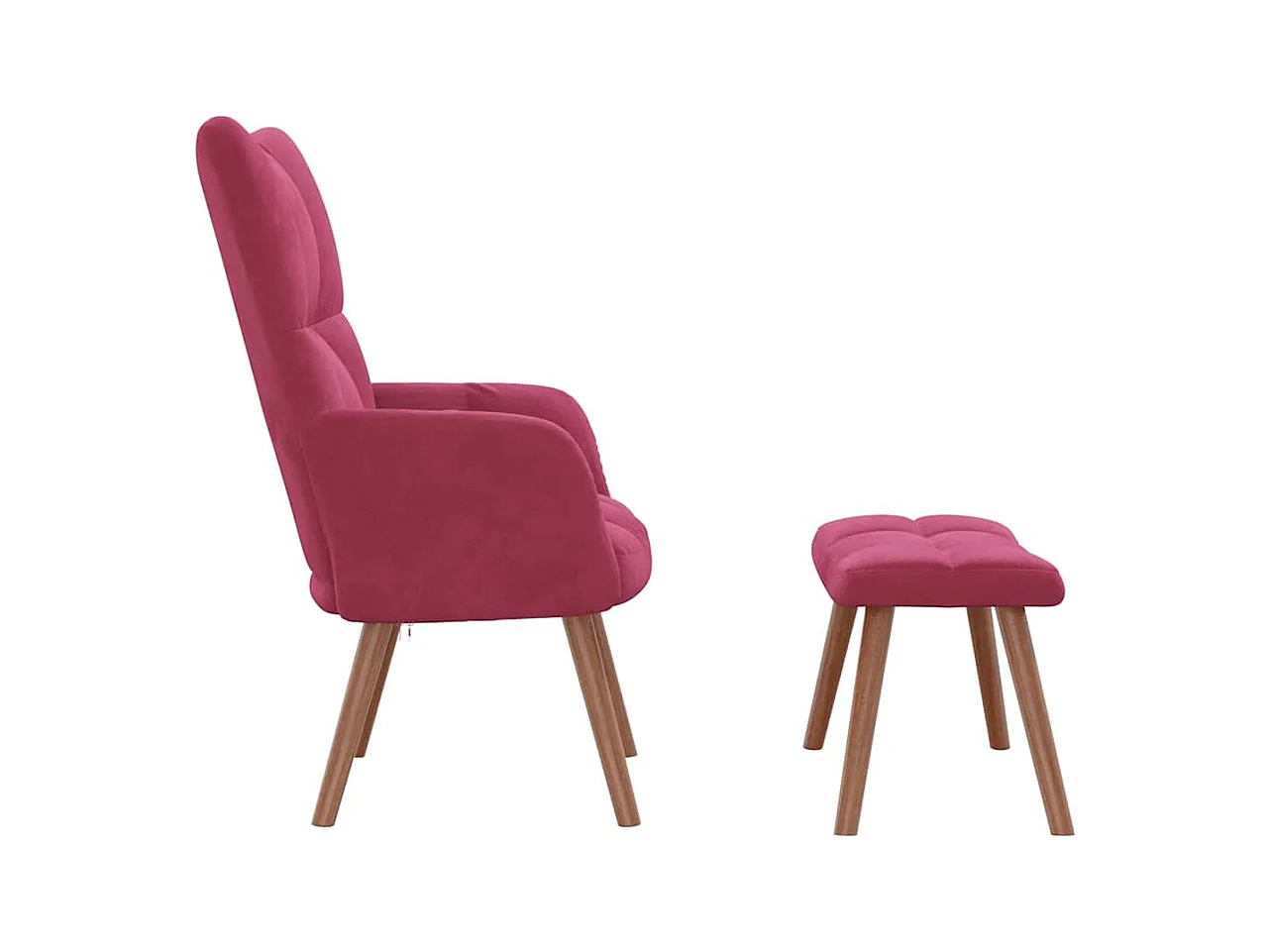 Fauteuil de relaxation Scandinave avec repose-pied Rouge bordeaux Velours SHL1467