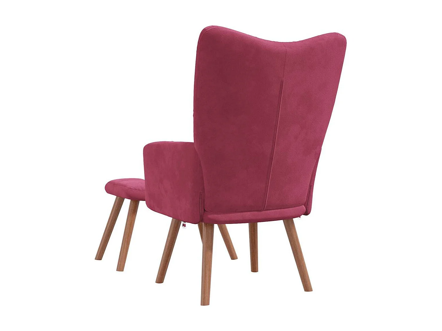 Fauteuil de relaxation Scandinave avec repose-pied Rouge bordeaux Velours SHL1467