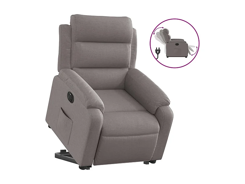 Silla de relax | Sillón eléctrico reclinable elevable de tela gris taupe SHL4781