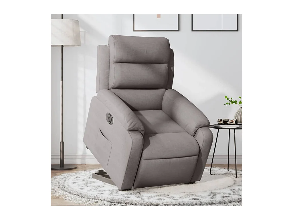Silla de relax | Sillón eléctrico reclinable elevable de tela gris taupe SHL4781