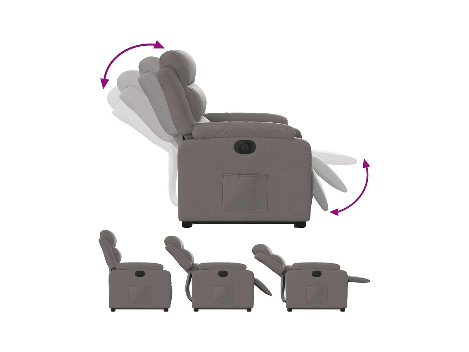 Silla de relax | Sillón eléctrico reclinable elevable de tela gris taupe SHL4781