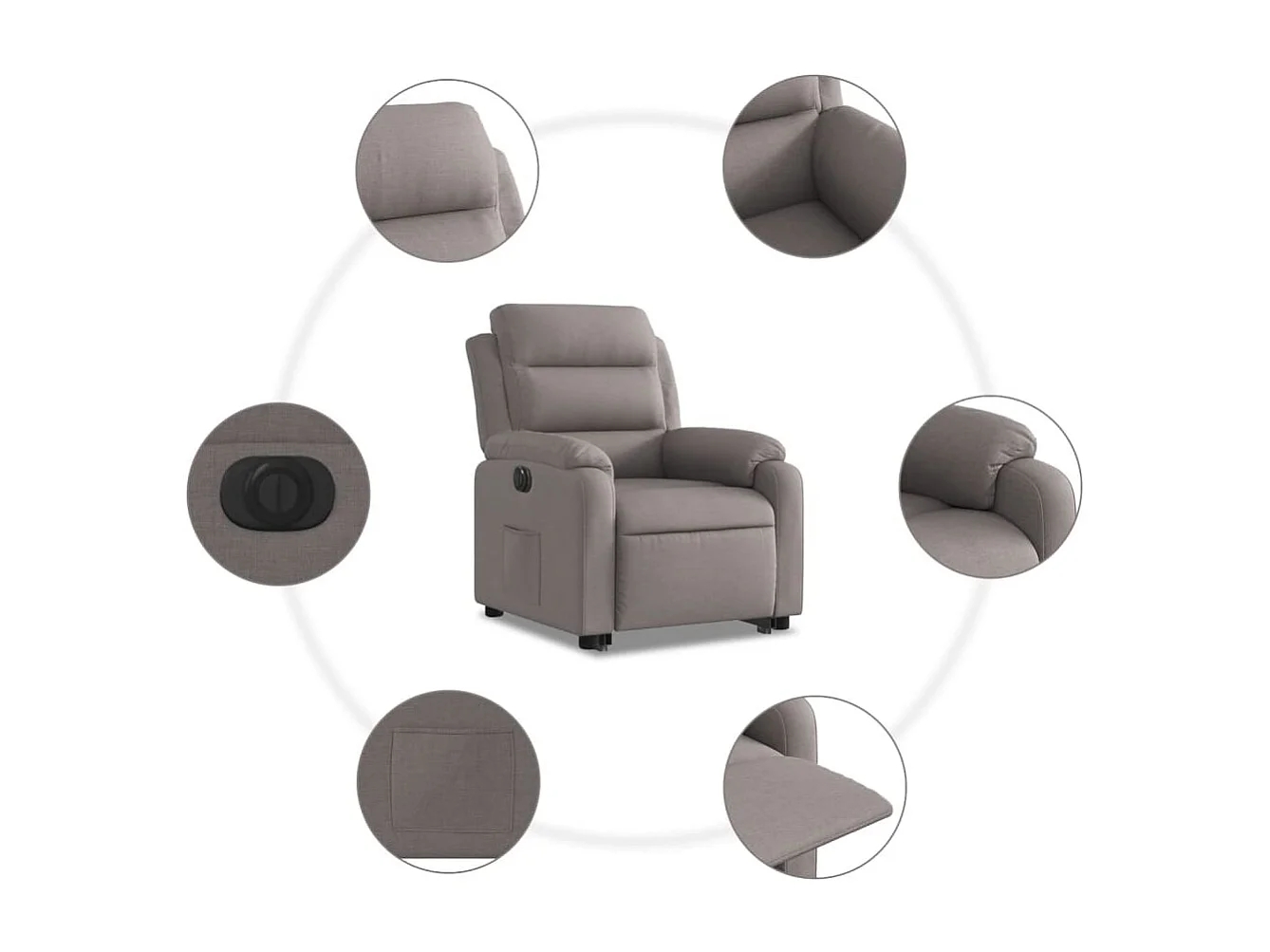 Relaxsessel mit Aufstehhilfe Elektrisch | Lounge Sessel indoor Taupe Stoff SHL9322