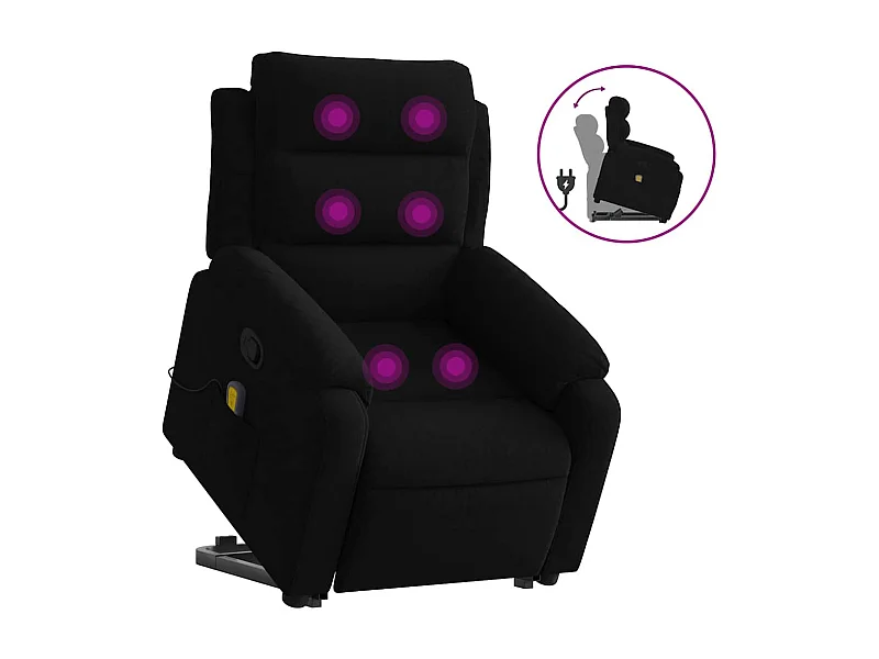 Sillón de relax | Sillón reclinable de masaje elevable terciopelo negro SHL2670