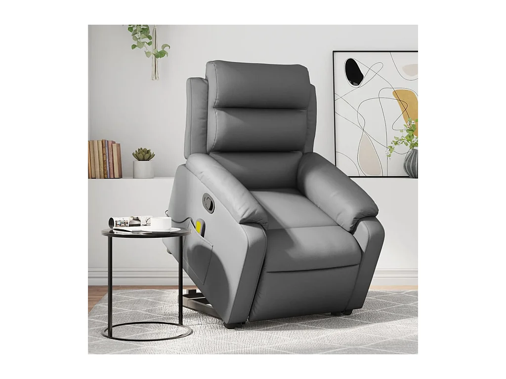Sillón de relax | Sillón reclinable de masaje de pie cuero artificial gris SHL8572