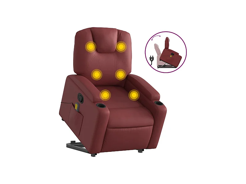 Fauteuil inclinable-Chaise de relax-Fauteuil de Massage Rouge bordeaux Similicuir SHL2884