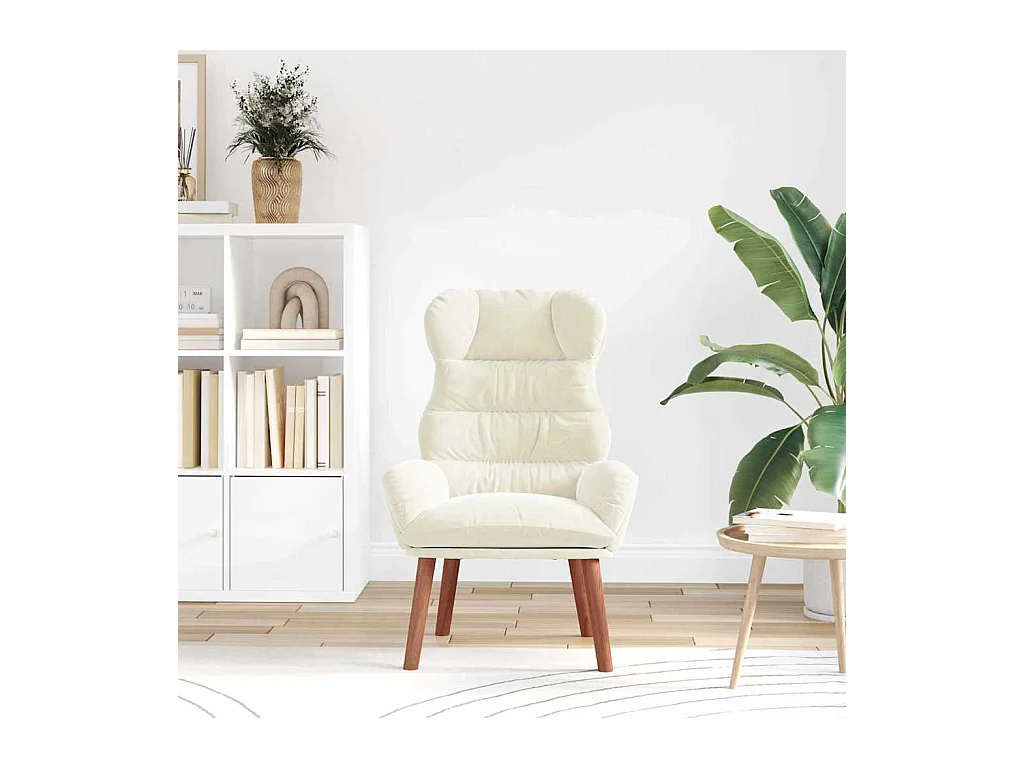 Sillón de relax | Silla Relax | Sillón de salón Crema 69x74x93 cm Terciopelo SHL9115