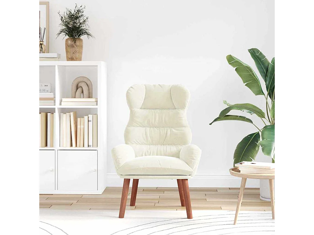 Relaxsessel | Lounge Sessel für Wohnzimmer Creme 69x74x93 cm Samt SHL41392