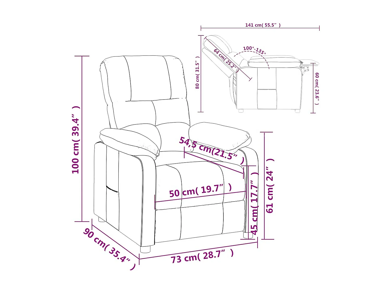 Relaxsessel | Lounge Sessel für Wohnzimmer Weinrot Stoff SHL96697