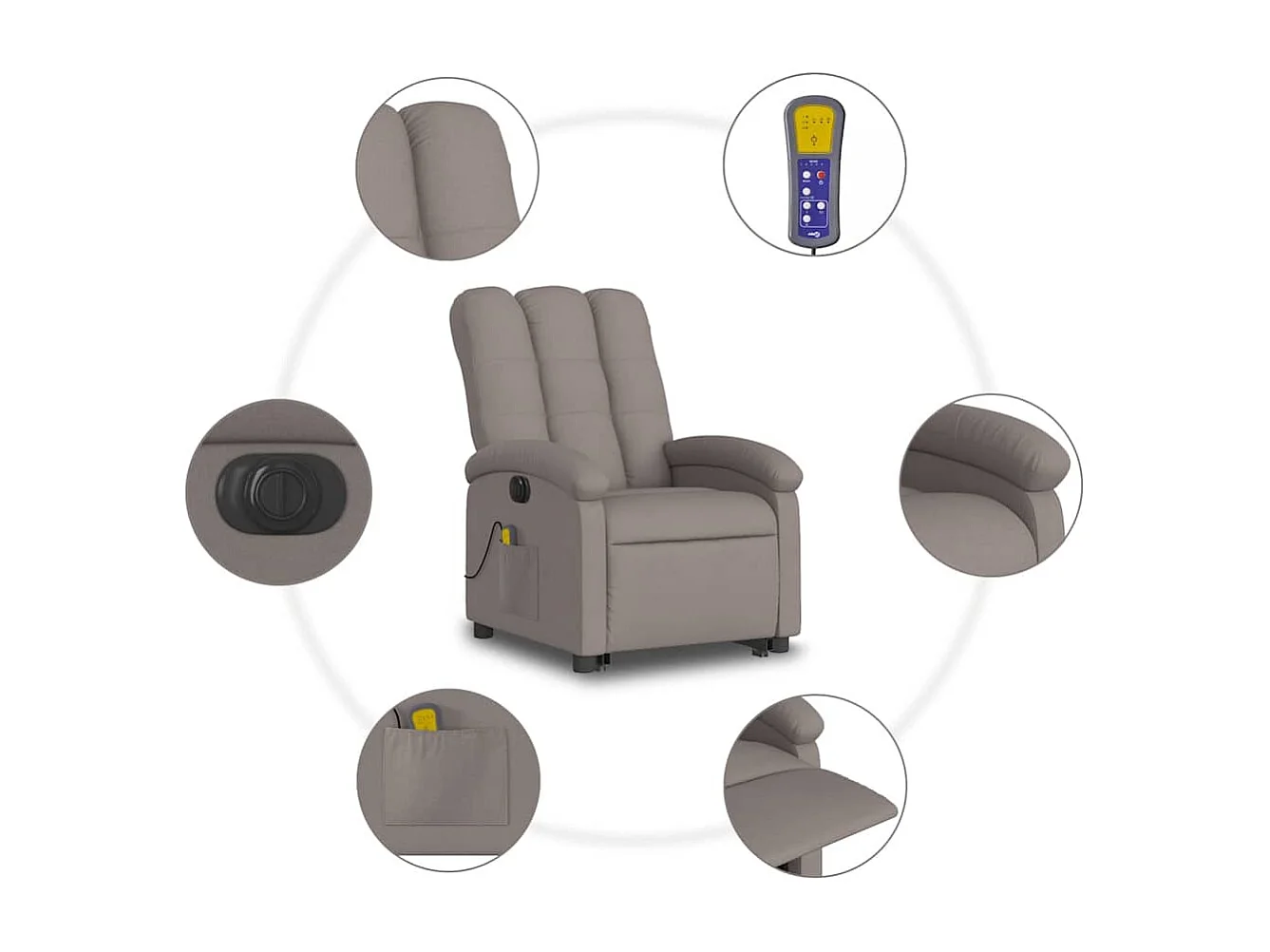 Sillón de salón | Silla | Sillón de masaje eléctrico reclinable elevable tela taupé SHL6036