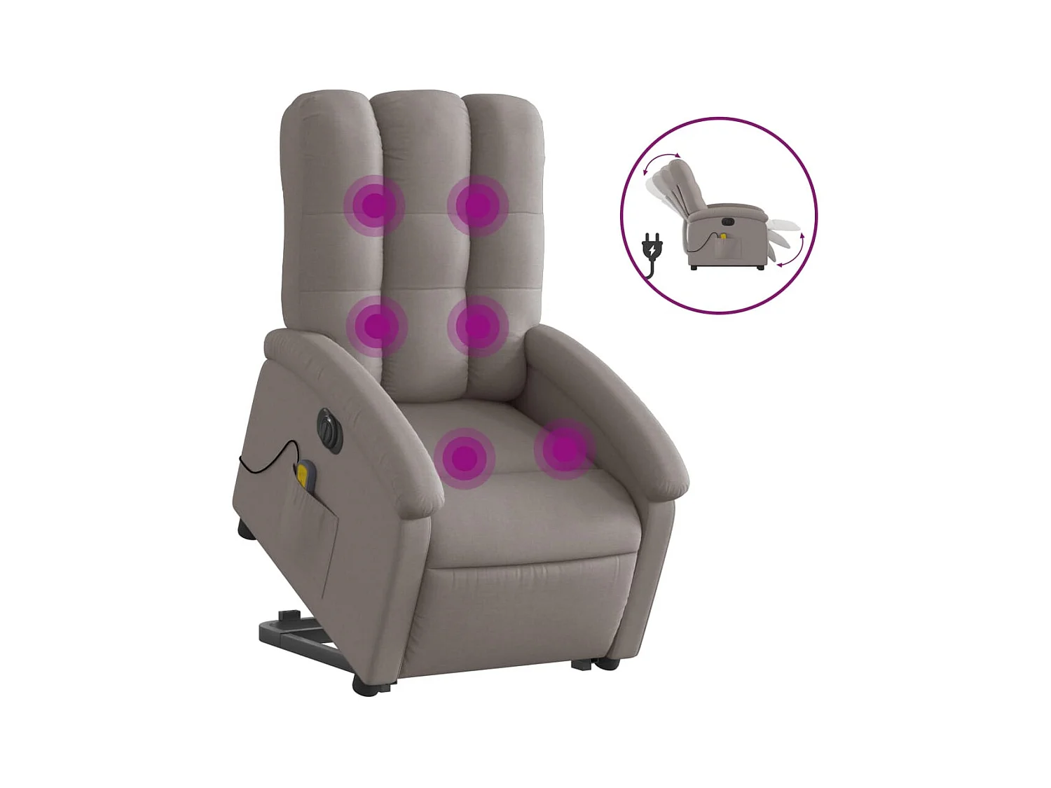 Fauteuil inclinable électrique-Chaise-Fauteuil de Massage Taupe Tissu SHL1758