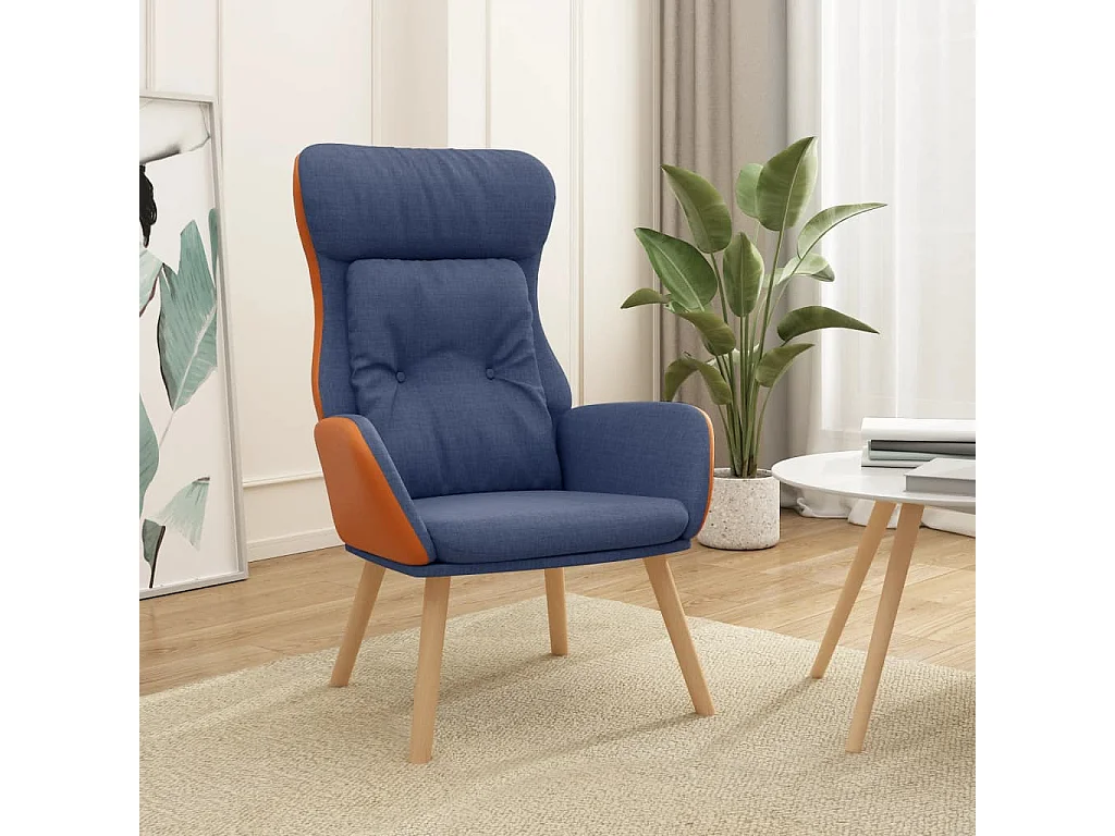 Relaxstoel | Fauteuil stof en PVC blauw