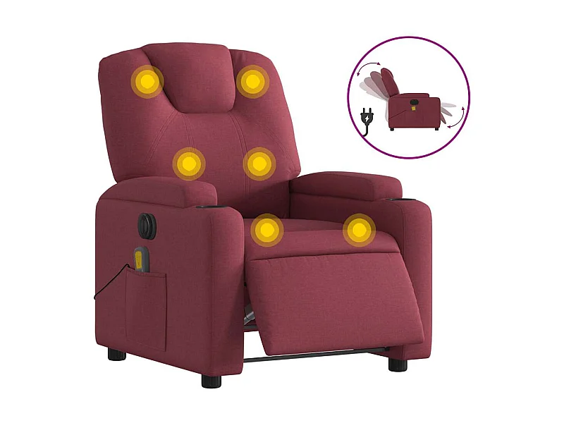 Fauteuil inclinable électrique-Fauteuil de massage pour Salon Rouge bordeaux Tissu SHL4343