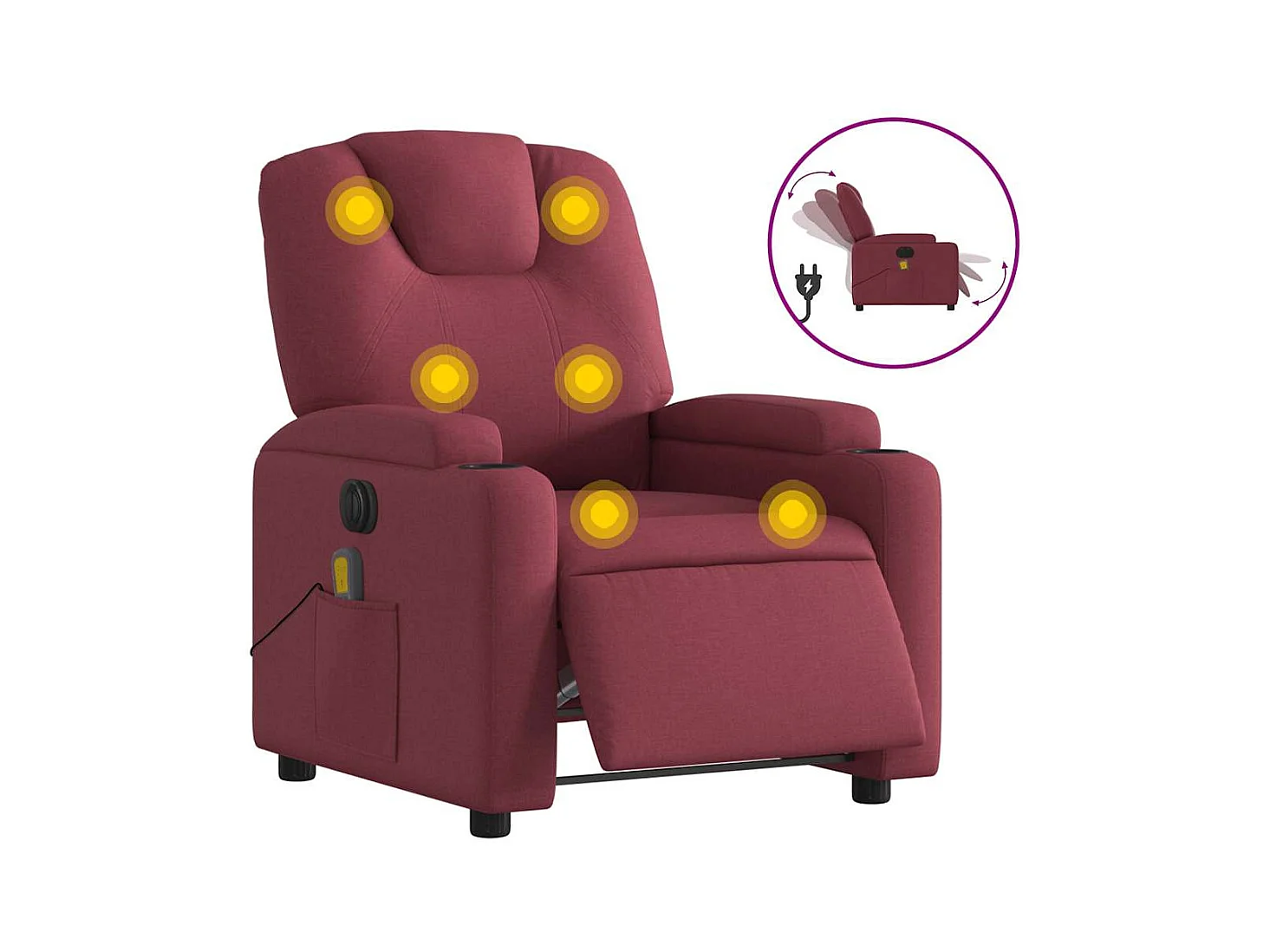 Fauteuil inclinable électrique-Fauteuil de massage pour Salon Rouge bordeaux Tissu SHL4343