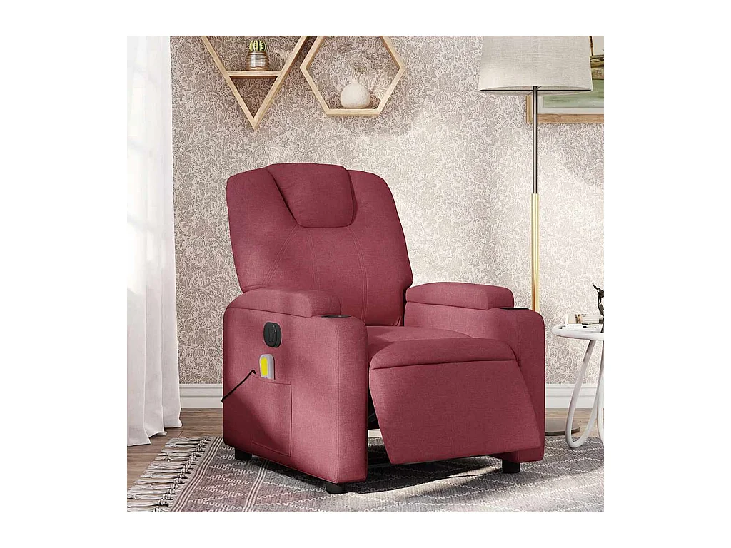 Fauteuil inclinable électrique-Fauteuil de massage pour Salon Rouge bordeaux Tissu SHL4343