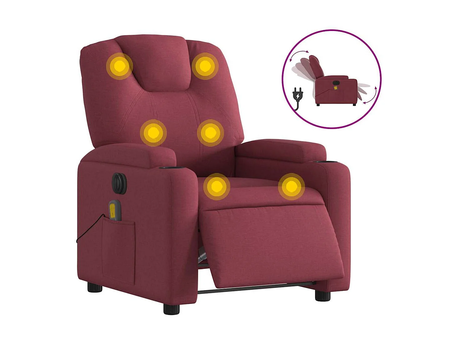 Fauteuil inclinable électrique-Fauteuil de massage pour Salon Rouge bordeaux Tissu SHL4343