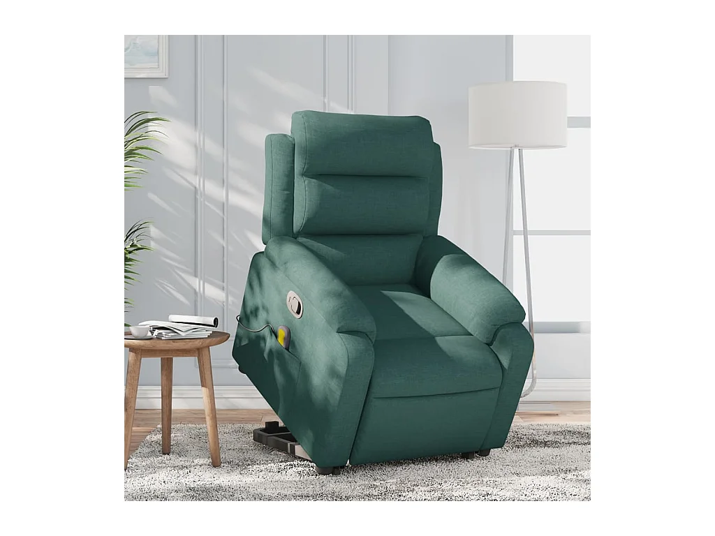 Silla de masaje reclinable de pie de tela verde oscura SHL2414