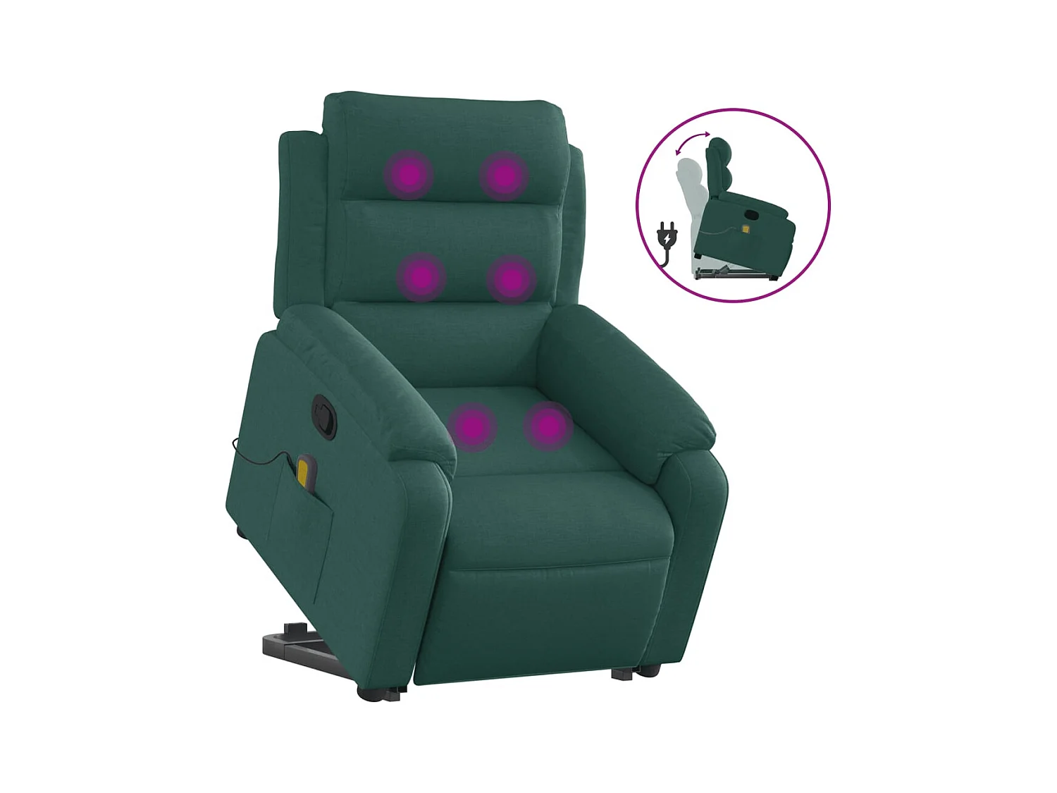 Fauteuil inclinable-Chaise de relax-Fauteuil de Massage Vert foncé Tissu SHL2116