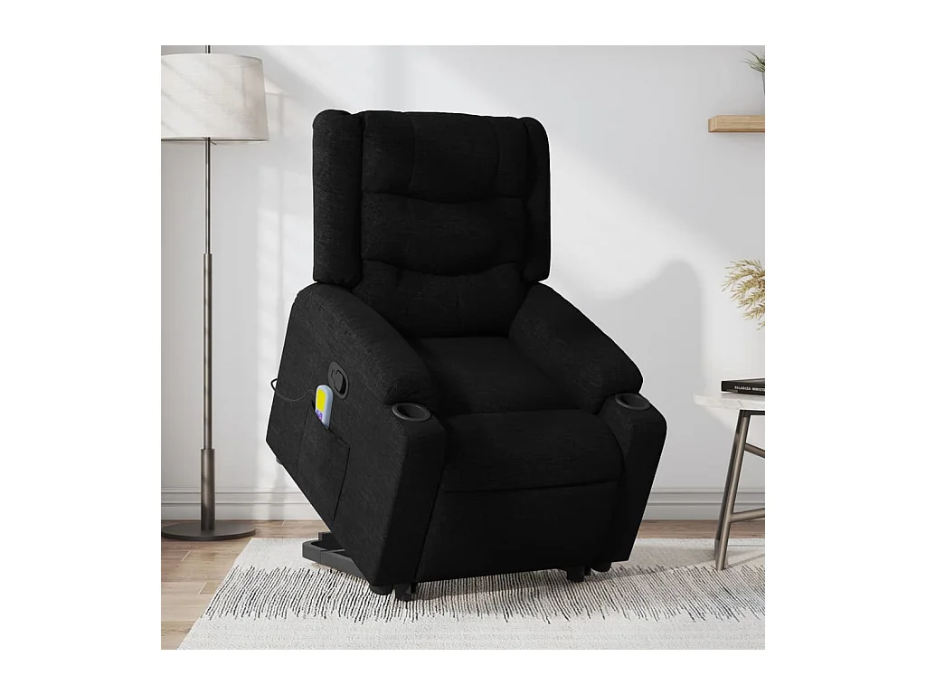 Poltrona de massagens reclinável elevatória tecido preto SHL974182