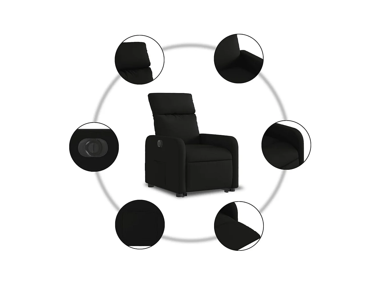 Silla de relax | Sillón eléctrico reclinable elevable de tela negro SHL7092