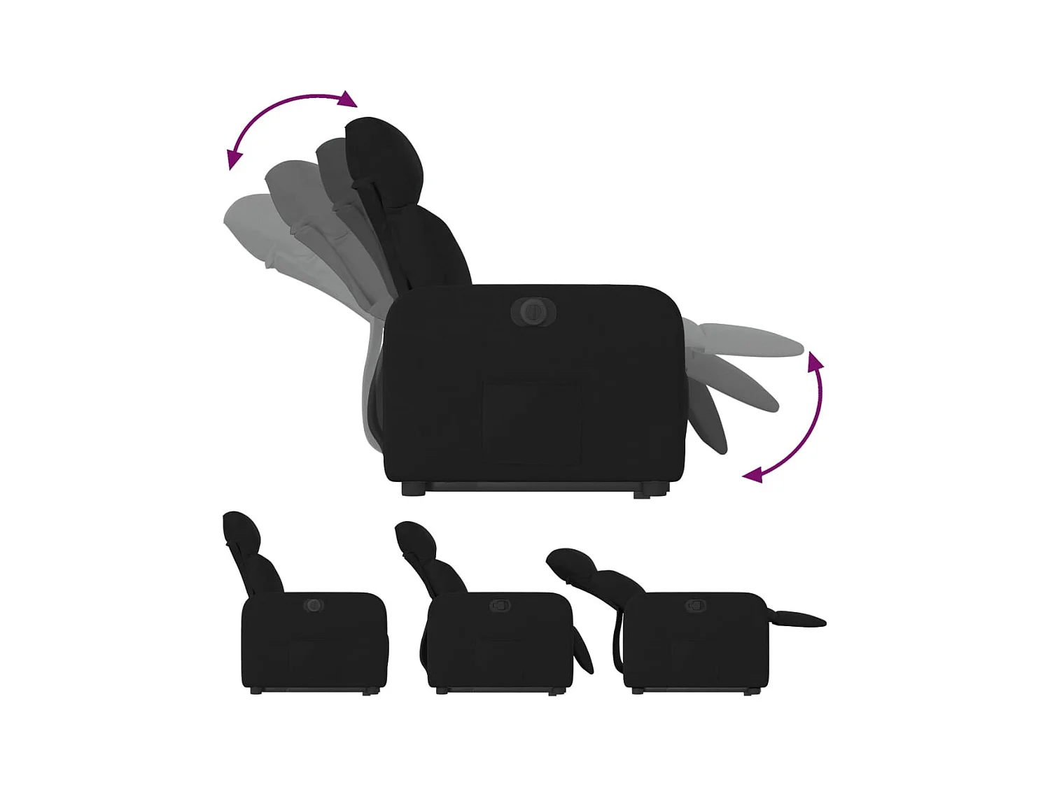 Silla de relax | Sillón eléctrico reclinable elevable de tela negro SHL7092