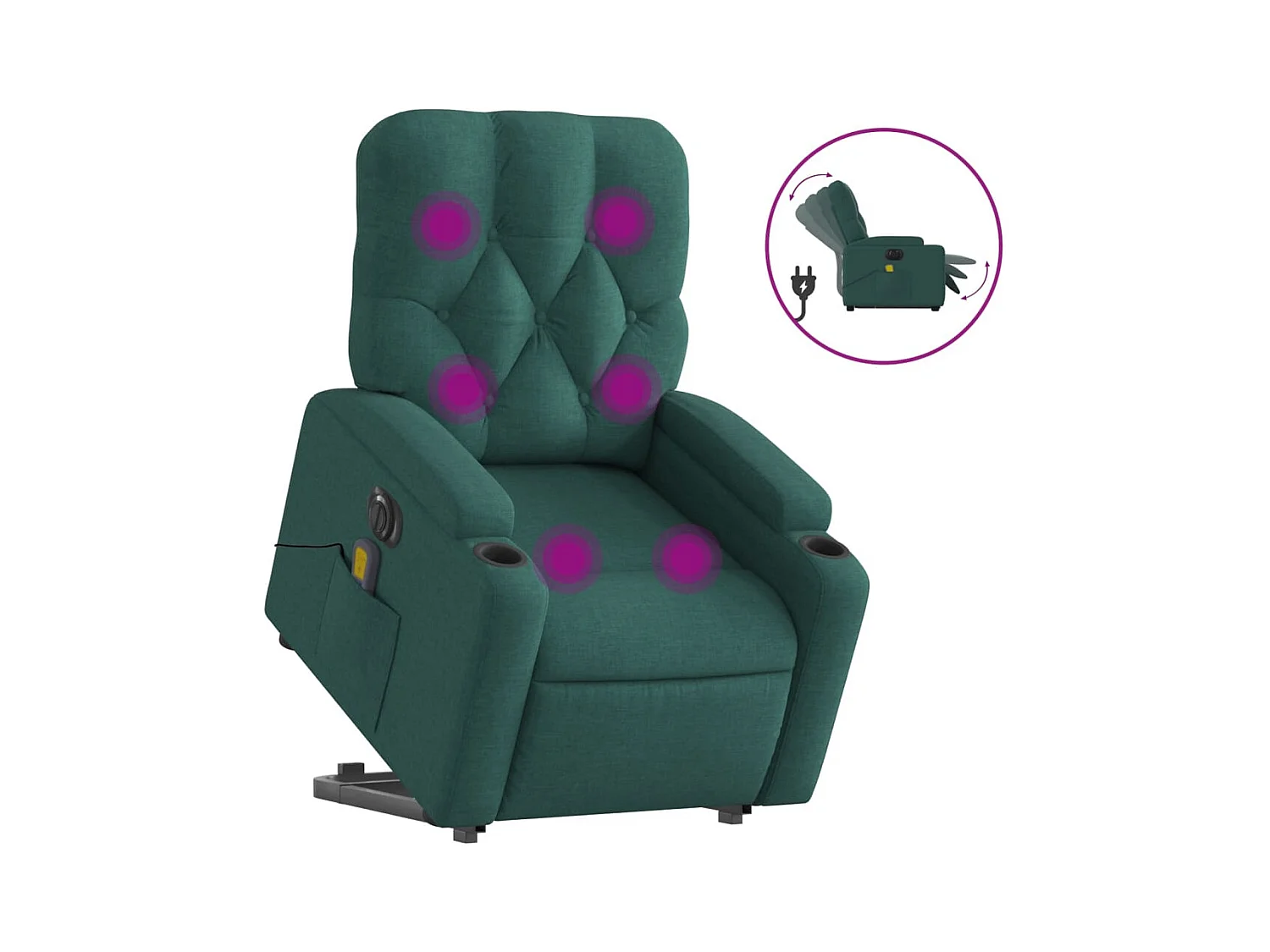 Fauteuil inclinable électrique-Chaise-Fauteuil de Massage Vert foncé Tissu SHL2380