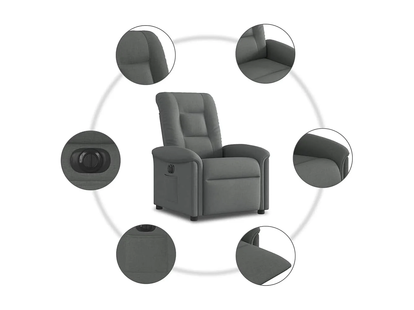 Sillón de relax | Silla | Sillón reclinable eléctrico de tela gris oscuro SHL7336