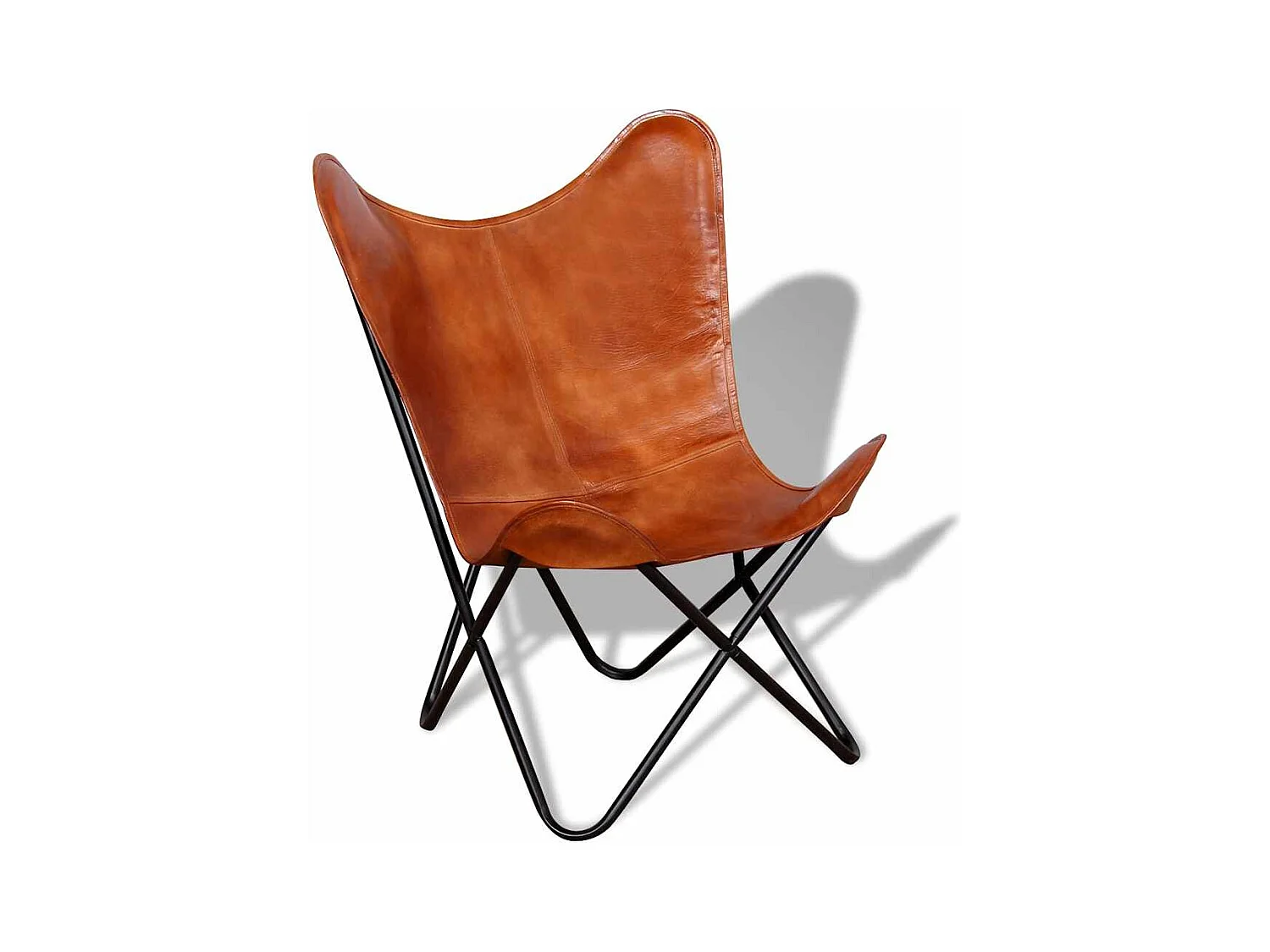 Silla Butterfly de cuero auténtico marrón 74x66x90 cm SHL4446