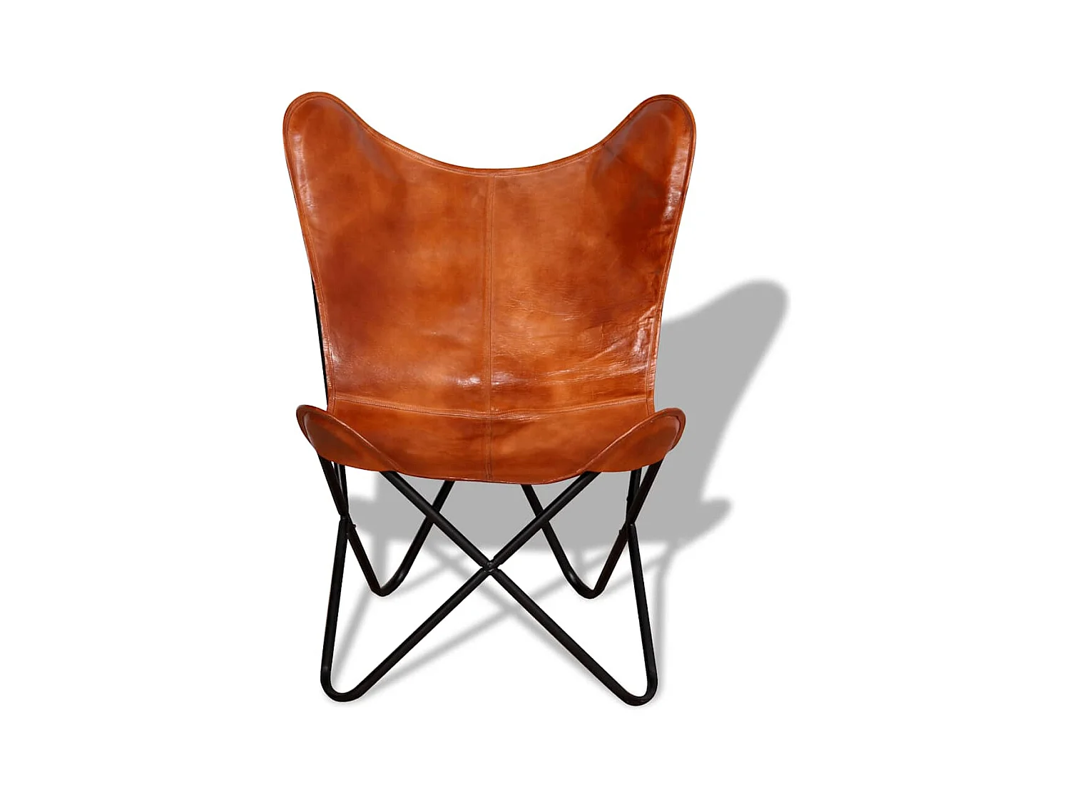 Silla Butterfly de cuero auténtico marrón 74x66x90 cm SHL4446