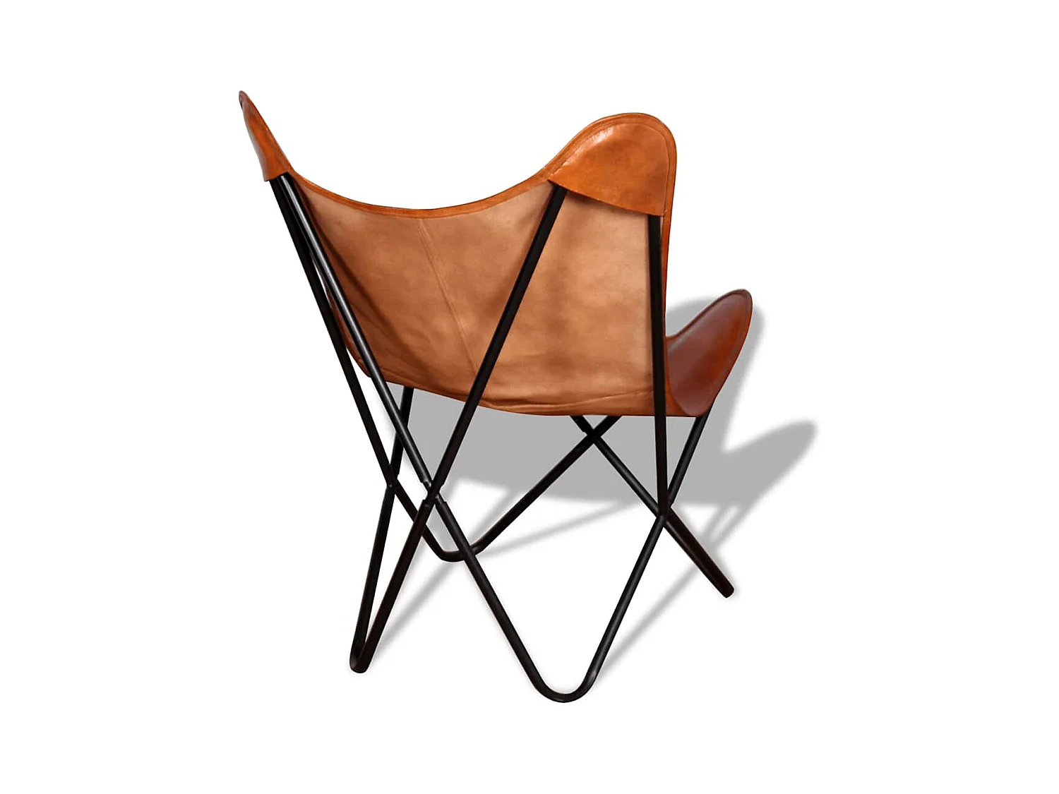 Silla Butterfly de cuero auténtico marrón 74x66x90 cm SHL4446