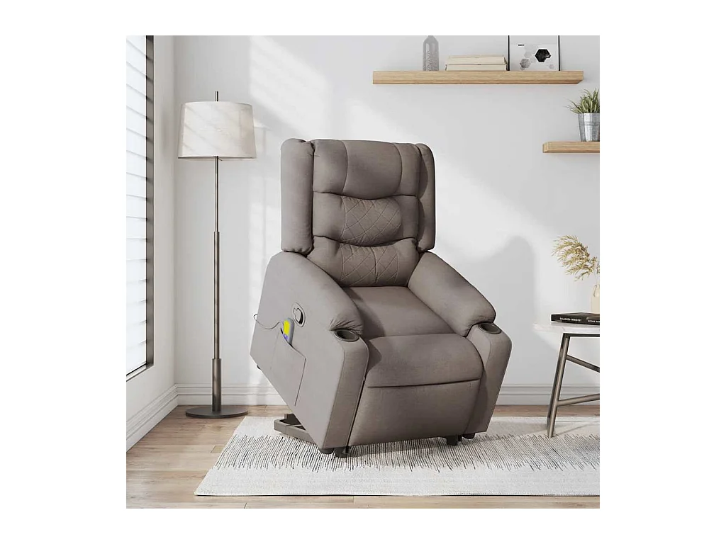 Sillón de relax | Sillón reclinable de masaje elevable tela gris taupé SHL8293
