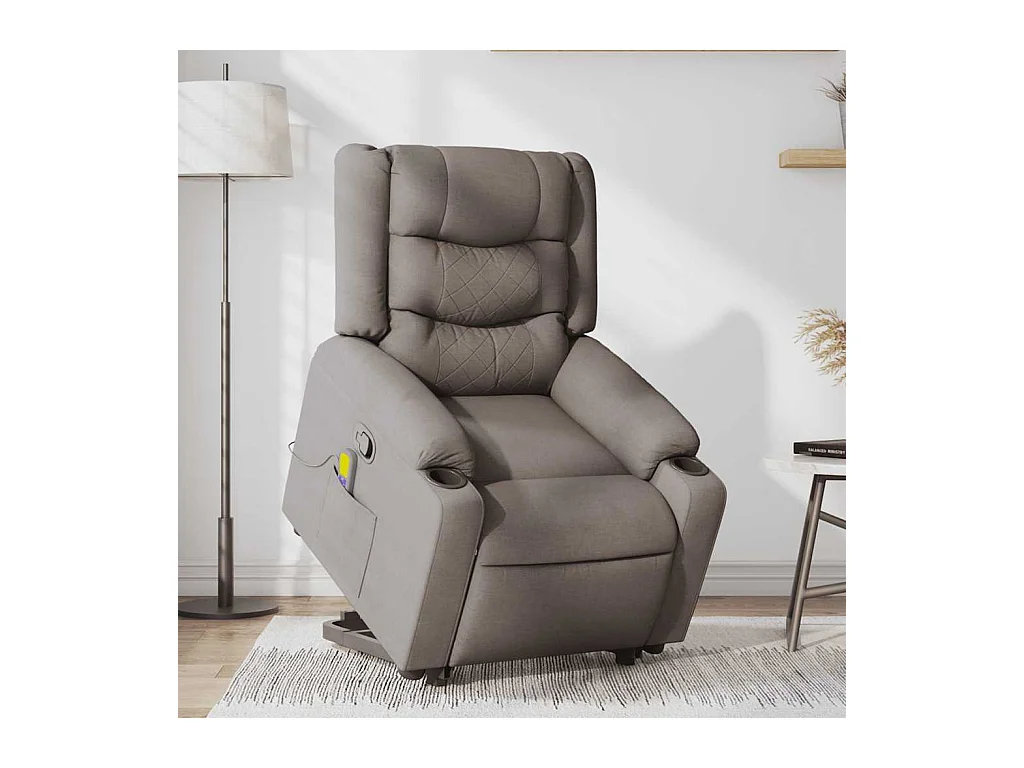 Sillón de relax | Sillón reclinable de masaje elevable tela gris taupé SHL8293