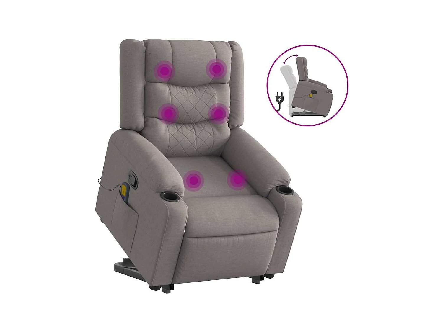 Sillón de relax | Sillón reclinable de masaje elevable tela gris taupé SHL8293