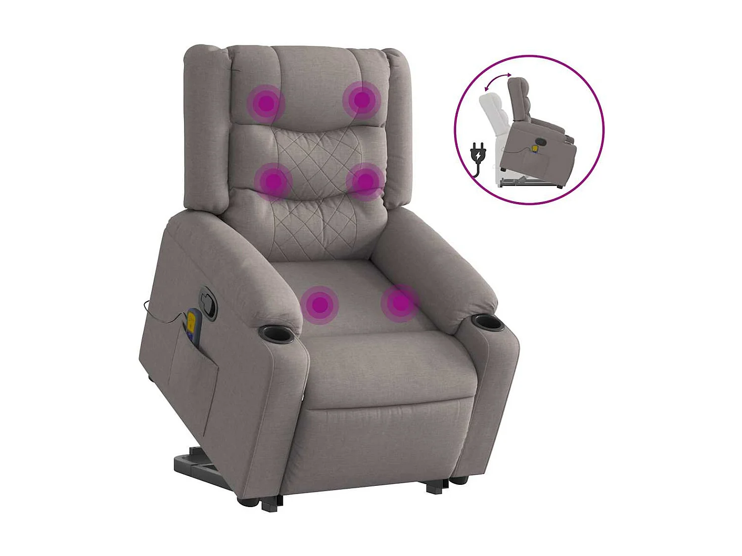Fauteuil inclinable-Chaise de relax-Fauteuil de Massage Taupe Tissu SHL1785