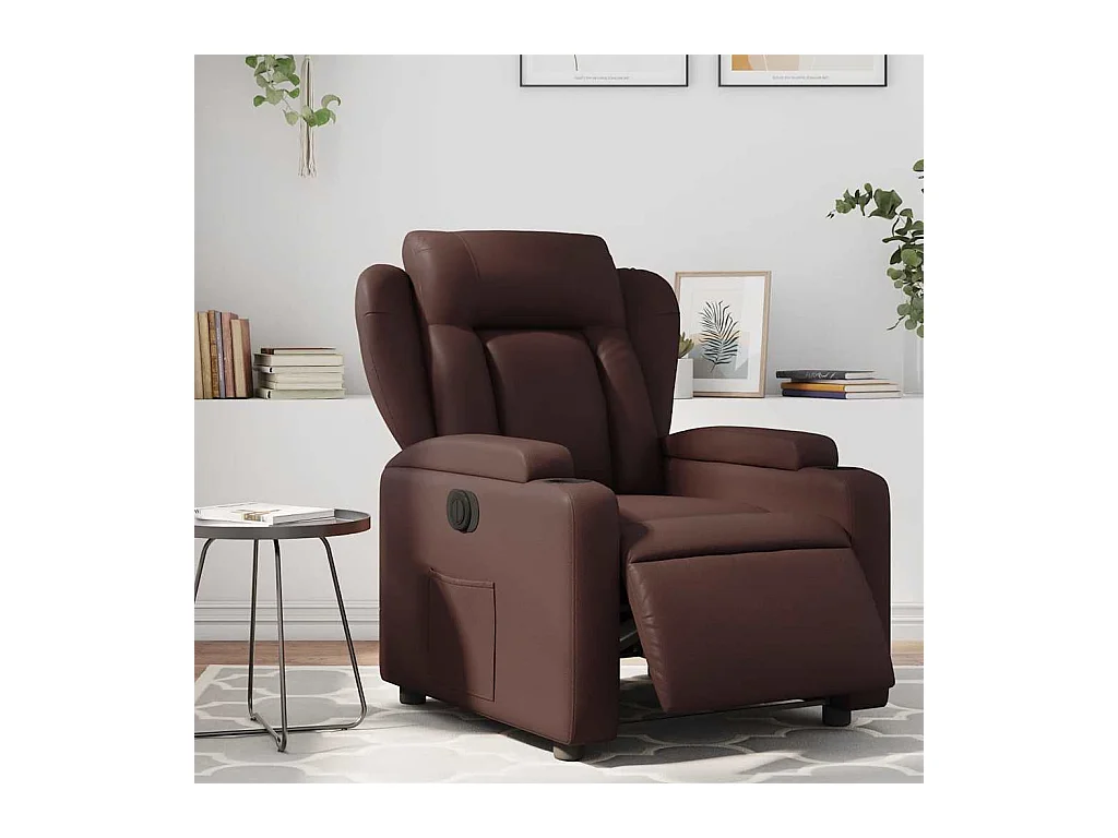 Fauteuil inclinable électrique-Chaise de relax-Fauteuil salon Marron Similicuir SHL2529