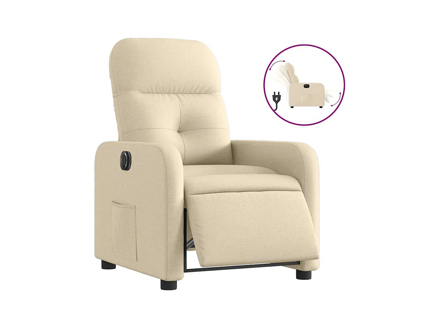 Fauteuil inclinable électrique-Chaise de relax-Fauteuil salon Crème Tissu SHL5317